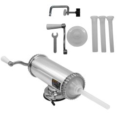 Aparat manual de facut carnati ROTOR RY-2003, 1,5 kg, orizontal, inox alimentar, 3 palnii, fixare pe masa cu ventuza