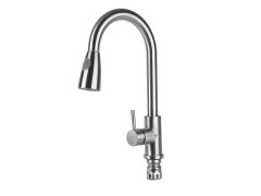 Baterie de bucatarie cu dus extractibil BÖHM HOME BSK-014EX2/02IS, seria CLASSIC FLEXI, monocomanda, 2 functii, inox SUS 304, finisaj satinat