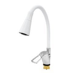 FL XI-CW452ZW, Baterie bucatarie cu pipa flexibila 2 functii, zinc, alb, FLOW