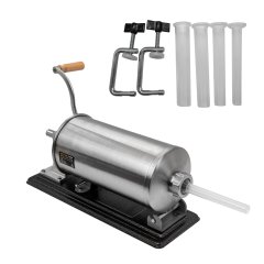 Aparat manual de facut carnati ROTOR RY-2010PA, orizontal, 5,5 kg, cuva rabatabila din inox alimentar, 4 palnii, fixare pe masa cu cleme