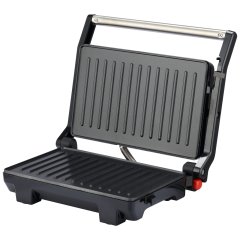 Gratar electric BÖHM HOME BEGM100S, 1000 W, placi reversibile grill / plane, deschidere 180°